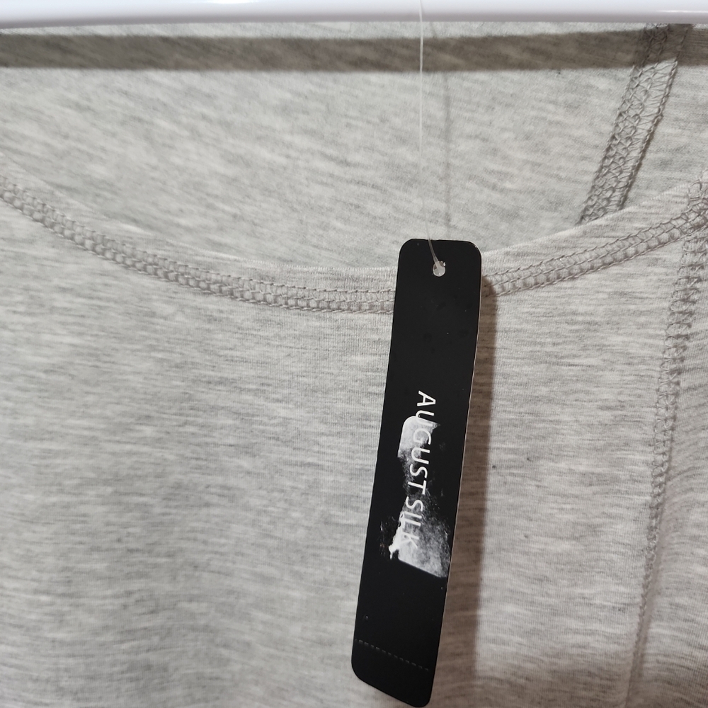 NWT August silk women's small light gray 3/4 sleeve top. - Picture 3 of 5